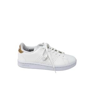 ADIDAS Advantage US 7 White Leather Gold Sneaker Women Cloudfoam Comfort